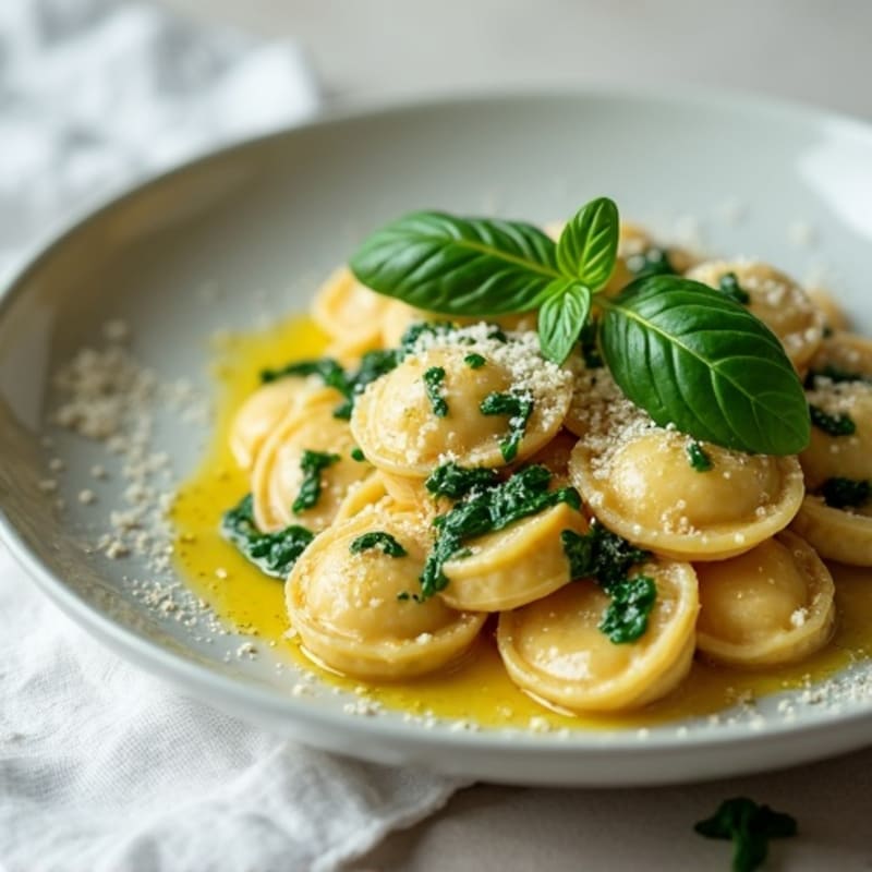 Creamy Ricotta Spinach Ravioli with Herb Sauce