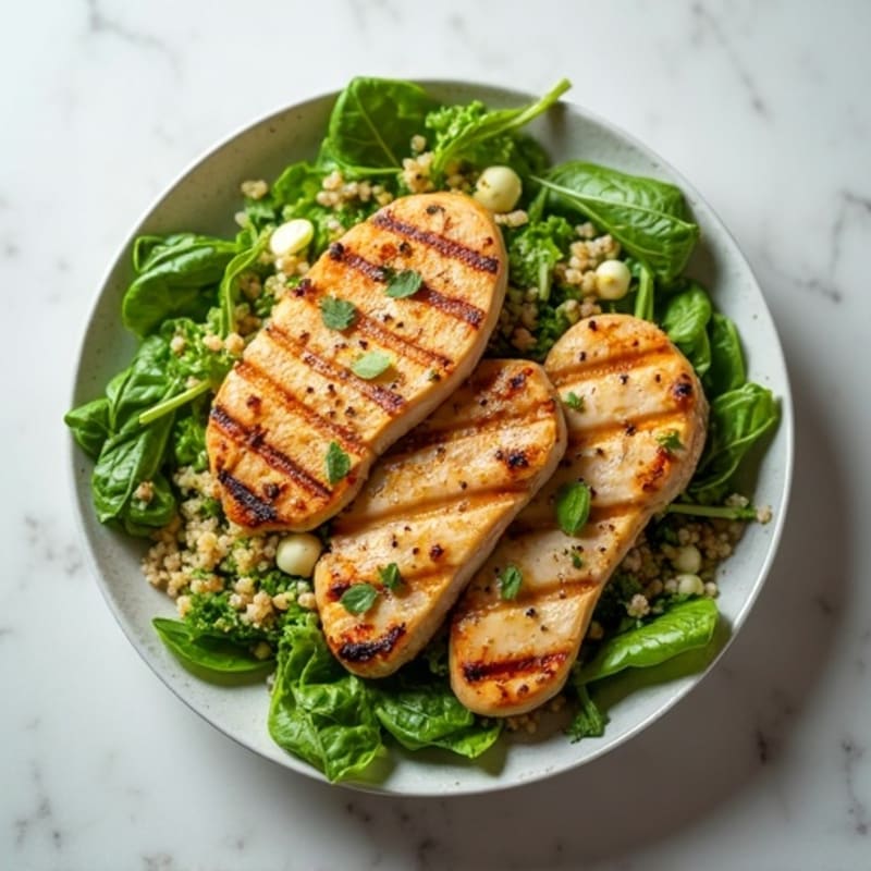 Grilled Chicken Salad with Quinoa and Fresh Greens