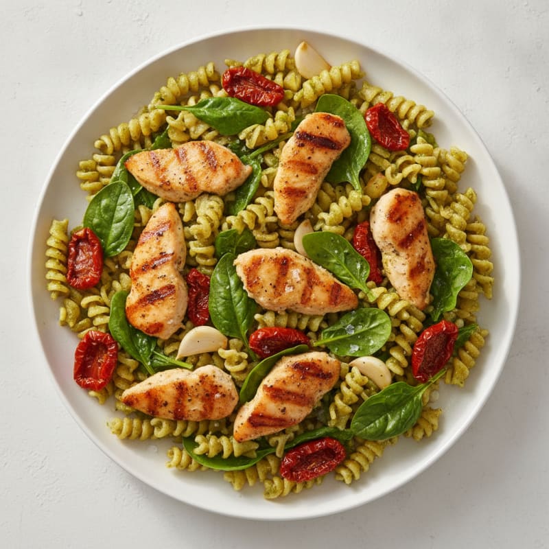 Pesto Chicken with Sun-Dried Tomato Pasta