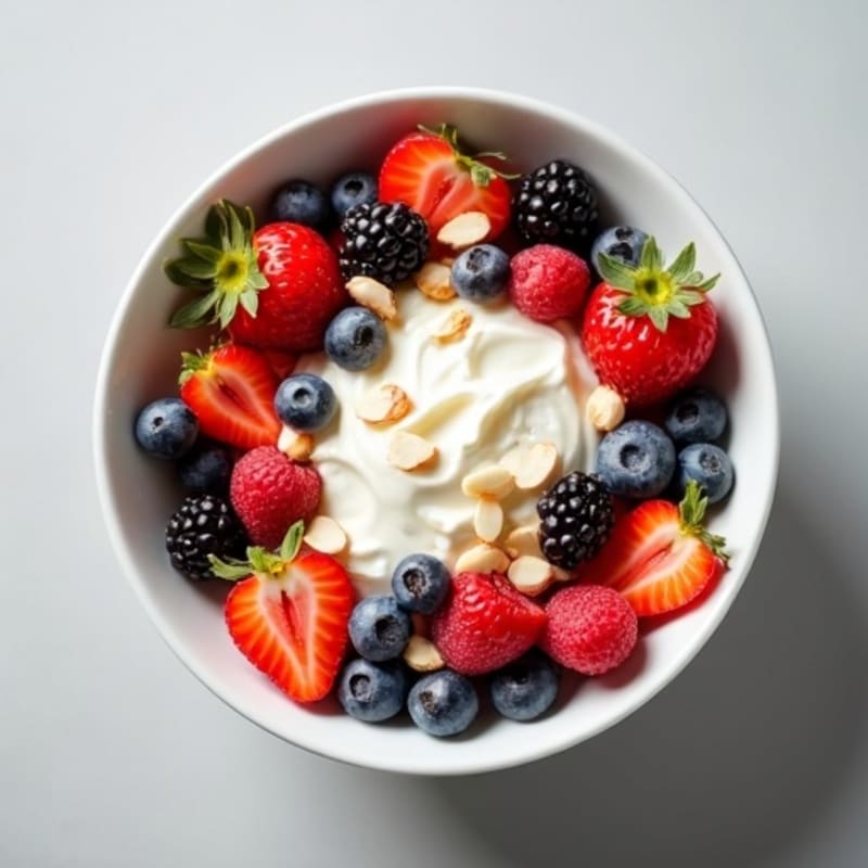 Creamy Cottage Cheese Bowl with Fresh Berries and Crunchy Nuts