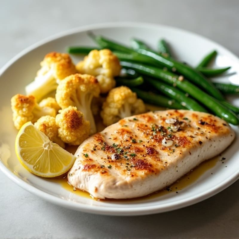 Seared Turkey Breast with Roasted Cauliflower and Green Beans