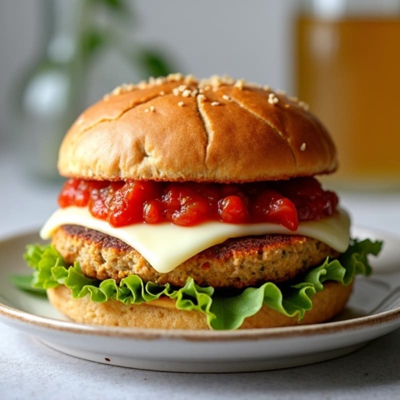 Crispy Turkey Burger with Melted Mozzarella and Zesty Marinara