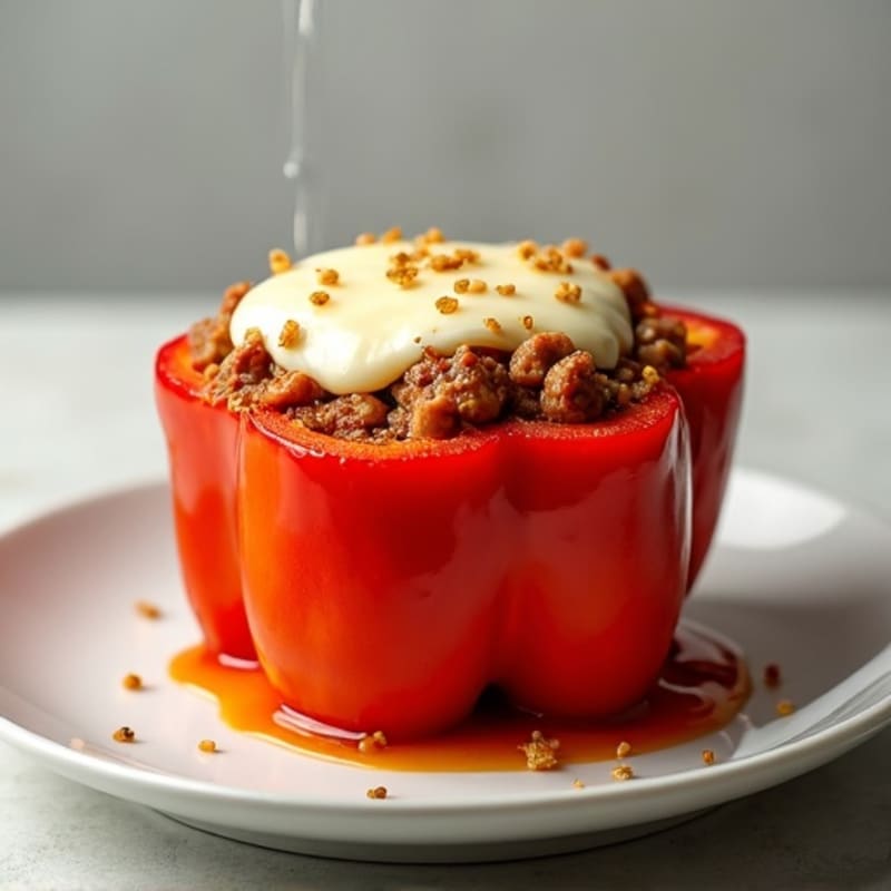 Lean Ground Turkey and Chicken Sausage Stuffed Bell Peppers with Melty Mozzarella