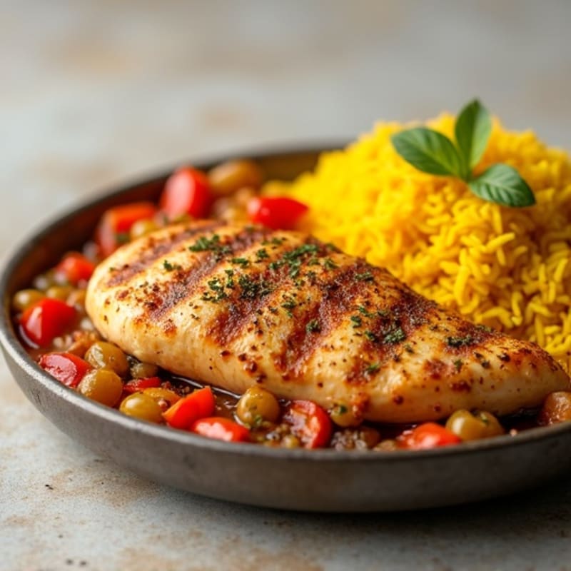 Saffron-Spiced Chicken and Yellow Rice Skillet