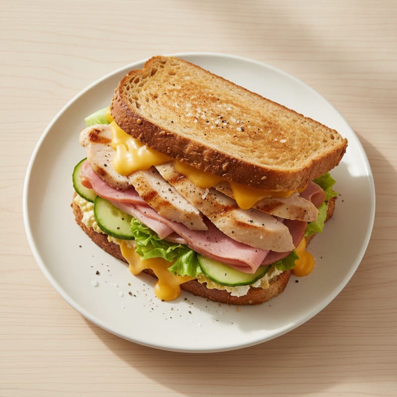 Chicken Ham Cheddar Toast Sandwich