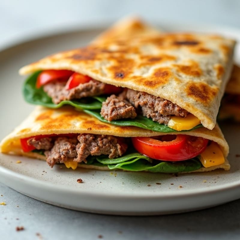 Crispy Steak and Cheesy Veggie Quesadilla