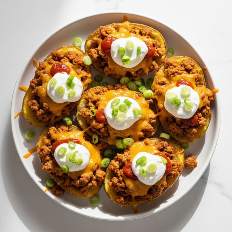 Crispy Chili Cheese Potato Skins