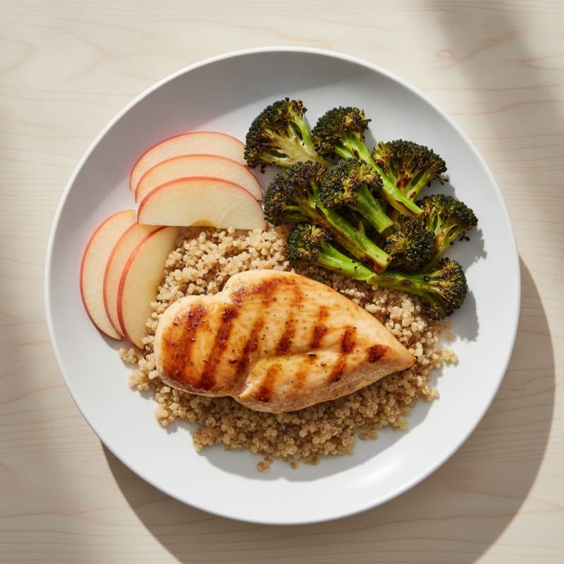 Grilled Chicken Breast with Roasted Broccoli and Quinoa