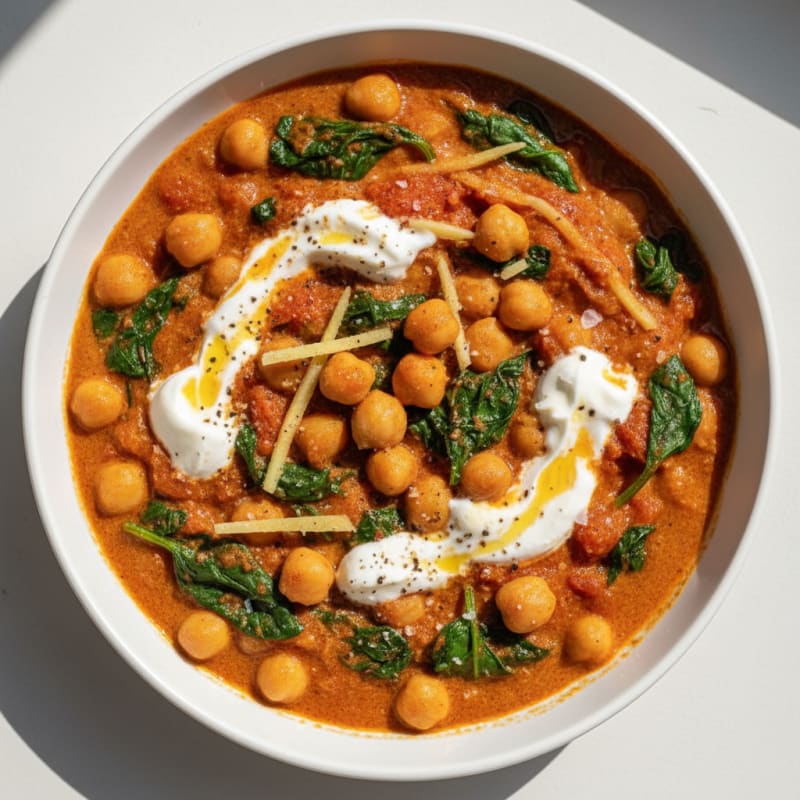 Creamy Spiced Chickpea and Spinach Curry