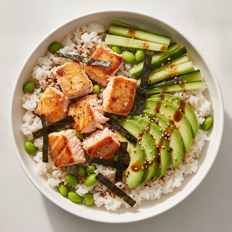 Sushi Rice Bowl with Salmon and Avocado