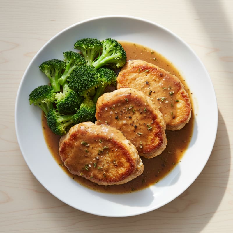 Baked Turkey Cutlets with Herb Gravy