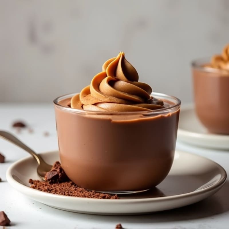 Silky Chocolate Protein Pudding with Greek Yogurt and Peanut Butter Swirl
