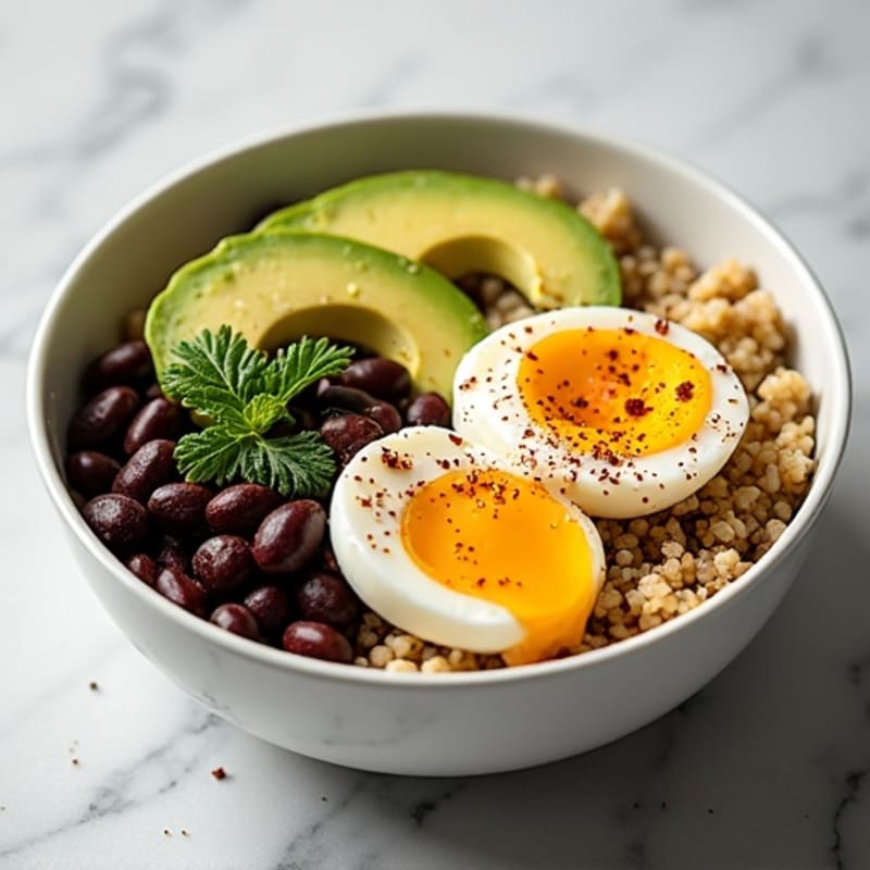 Spicy Black Bean Quinoa Bowl with Lime Avocado