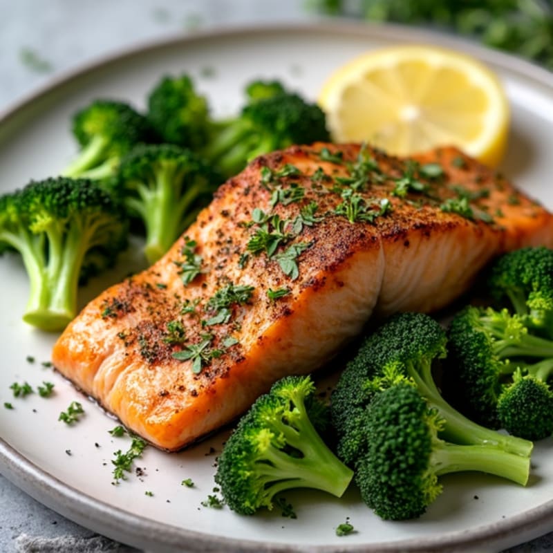 Herb-Crusted Sheet Pan Salmon with Roasted Broccoli