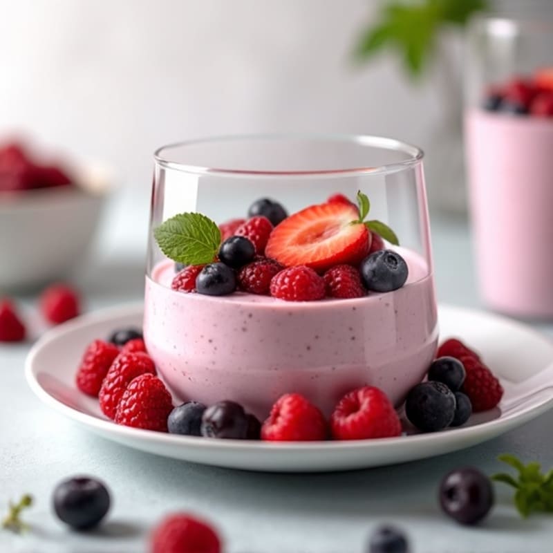 Greek Yogurt Protein Mousse with Mixed Berries