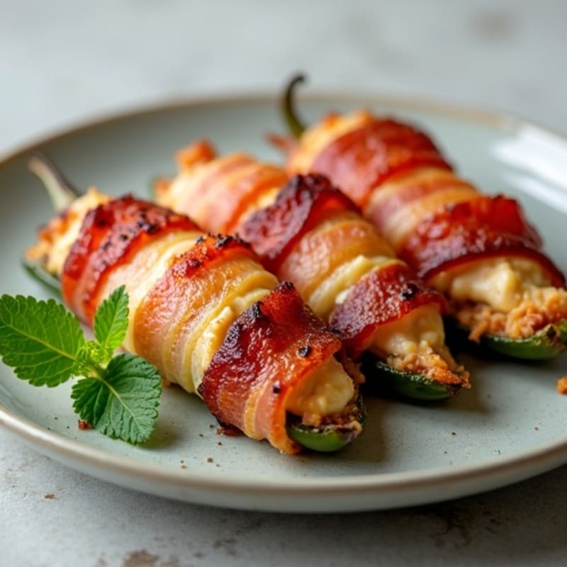 Crispy Bacon-Wrapped Roasted Jalapeños with Creamy Chicken