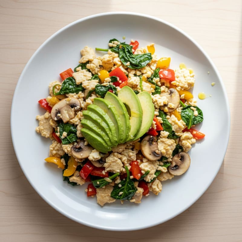 Egg White Vegetable Scramble with Fresh Spinach