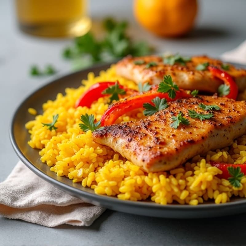 Saffron-Spiced Chicken and Yellow Rice Skillet