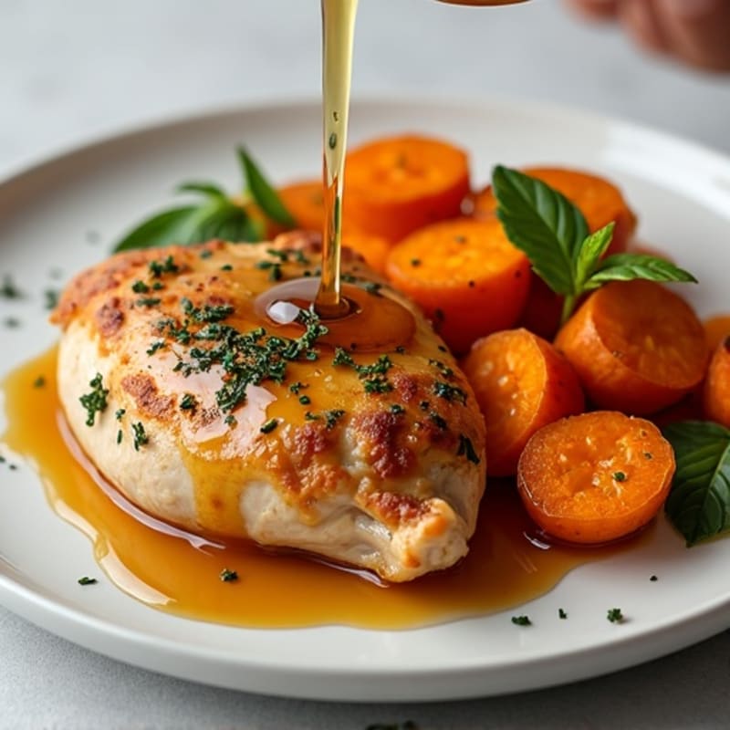 Herb-Roasted Chicken with Maple-Cinnamon Sweet Potatoes