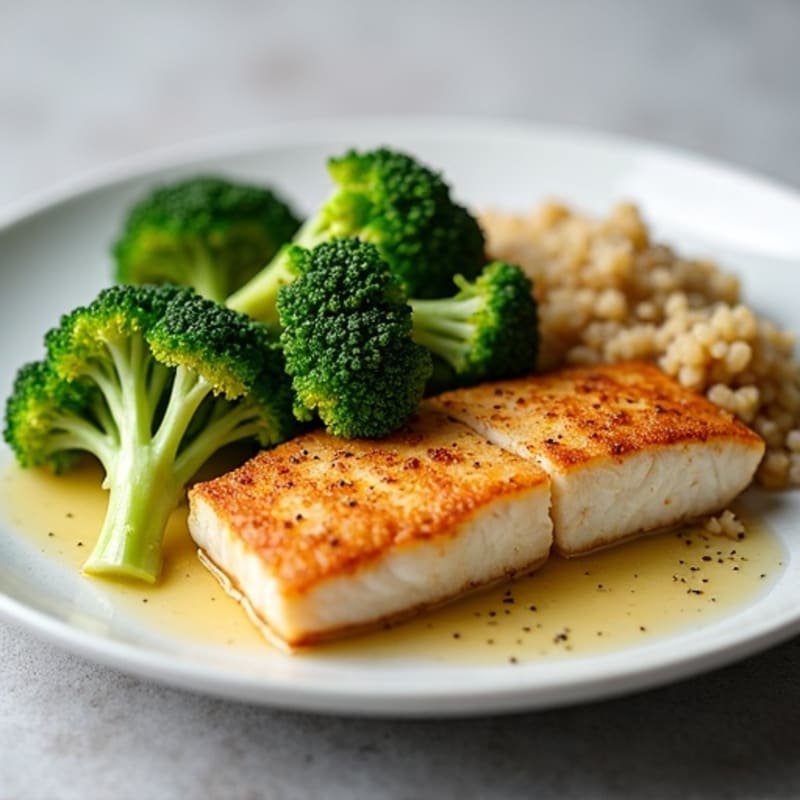 Seared Cod with Roasted Broccoli and Quinoa