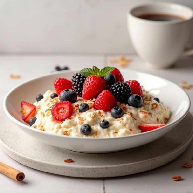 Egg White Oatmeal with Berries and Cottage Cheese