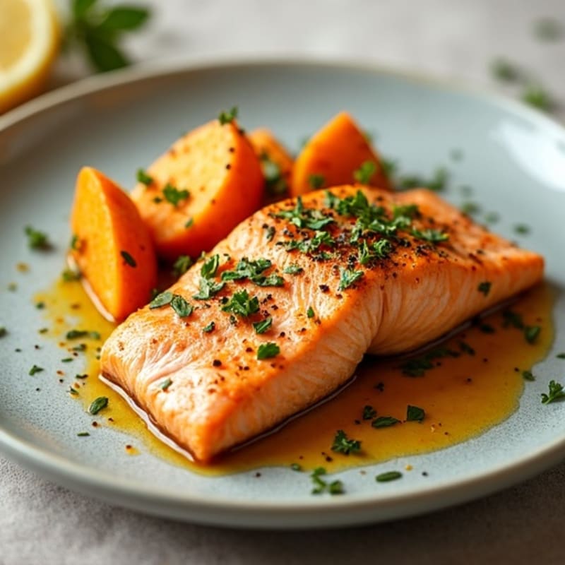 Turmeric-Ginger Salmon with Roasted Sweet Potatoes