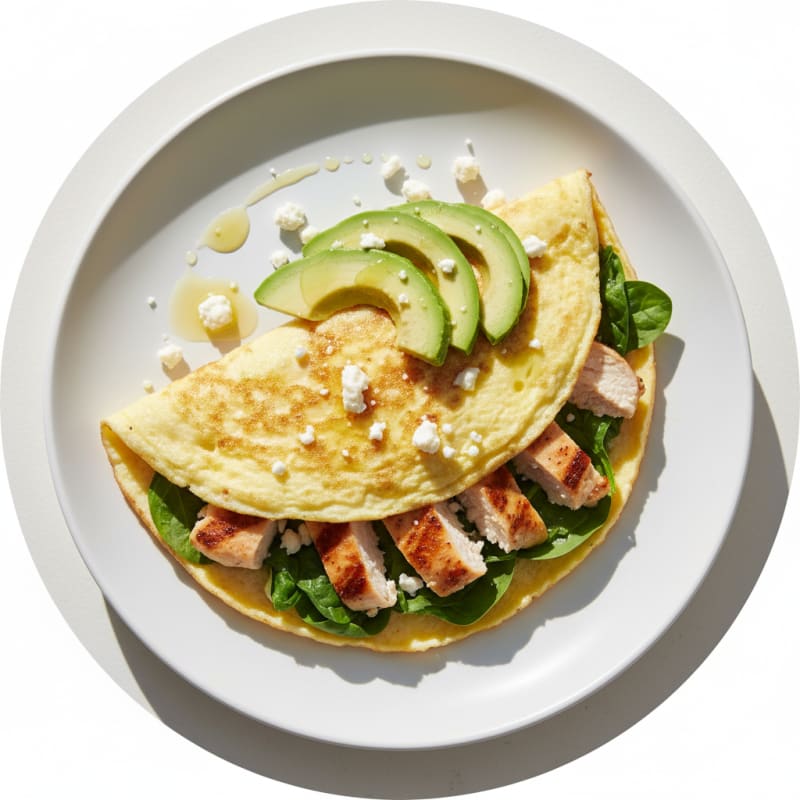 Egg White Omelet with Spinach and Grilled Chicken