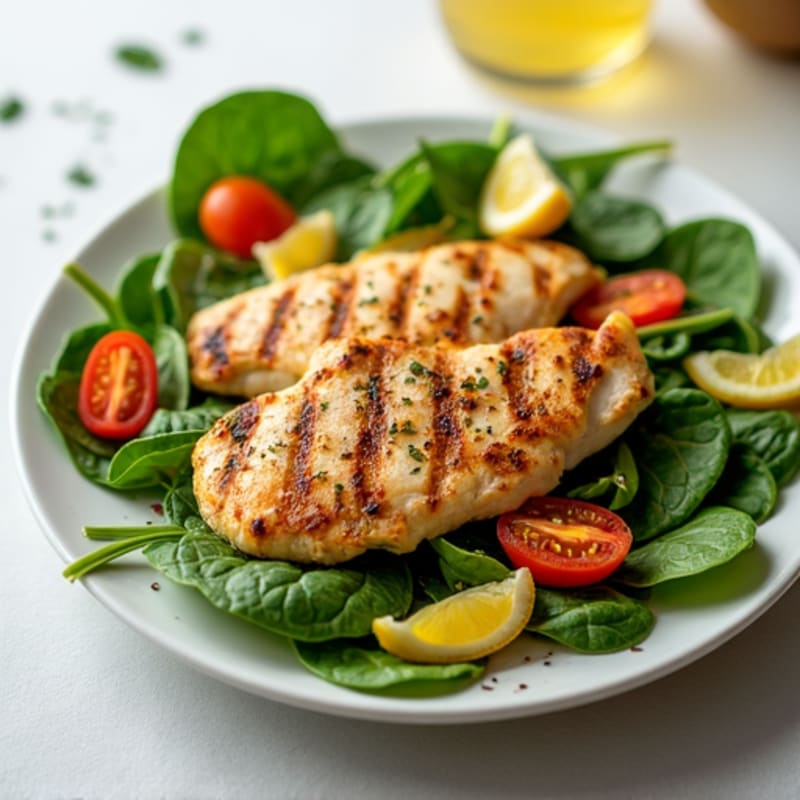 Grilled Chicken and Spinach Salad with Lemon Vinaigrette