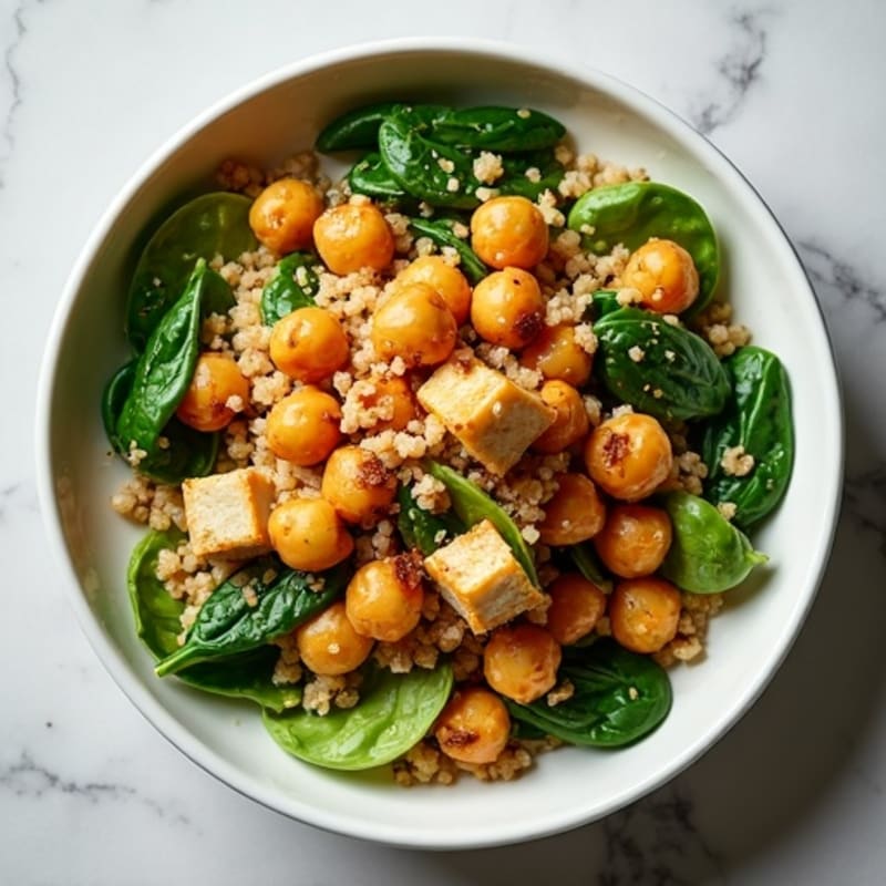 Crispy Chickpea and Quinoa Stir Fry with Leafy Greens