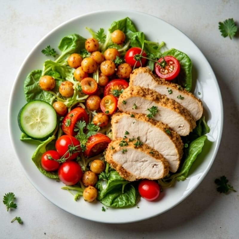 Herb-Roasted Turkey and Crispy Vegetable Salad with Zesty Vinaigrette