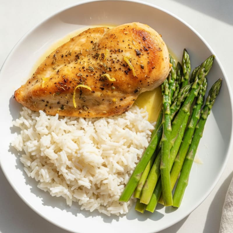 Lemon Herb Roasted Chicken with Jasmine Rice
