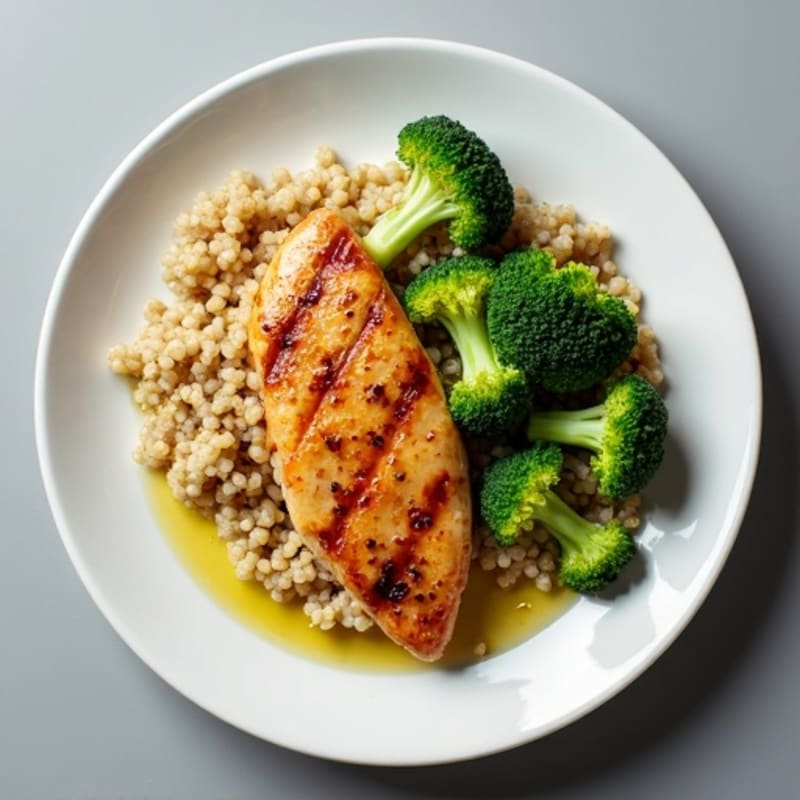 Seared Chicken Breast with Quinoa and Roasted Broccoli