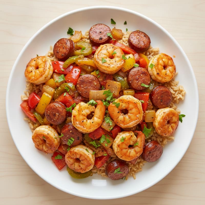 Cajun Shrimp and Andouille Vegetable Stir-Fry