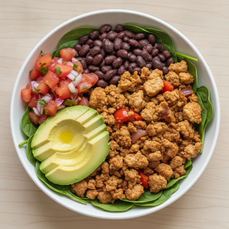 Ground Turkey Taco Bowl with Black Beans and Fresh Salsa