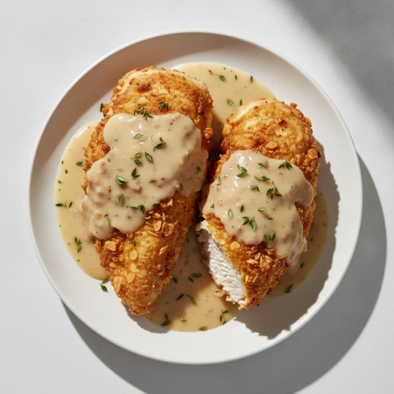 Crispy Buttermilk Fried Chicken with Creamy Gravy