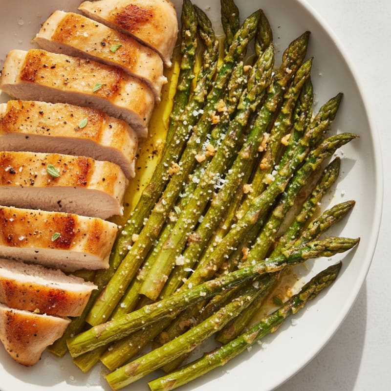 Garlic Parmesan Roasted Asparagus with Chicken