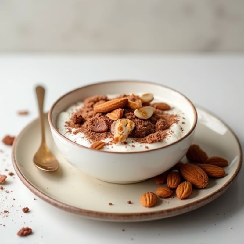 Greek Yogurt with Cocoa and Sliced Almonds