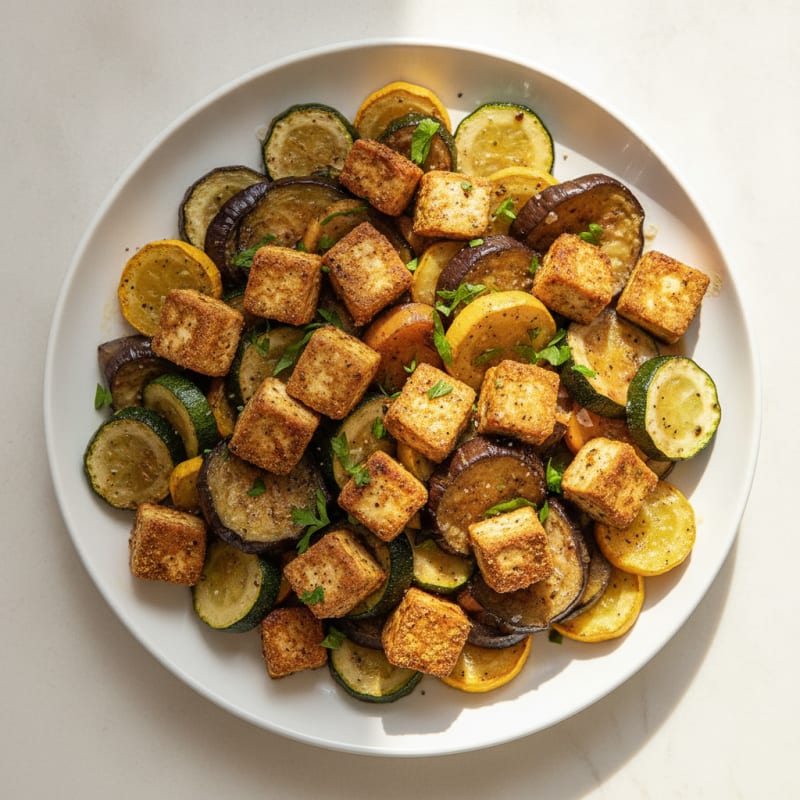 Roasted Summer Vegetable and Tofu Medley
