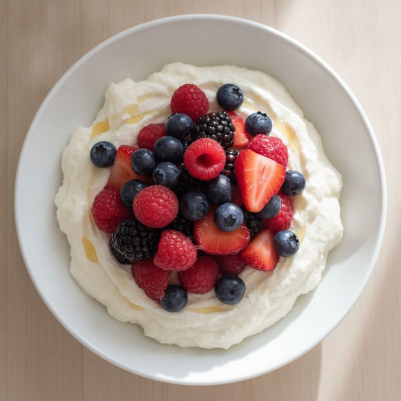 Silky Greek Yogurt Protein Mousse with Mixed Berries