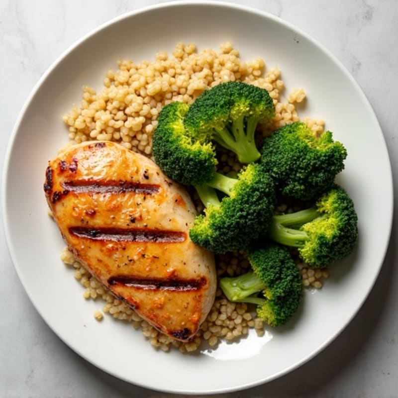 Grilled Chicken Breast with Quinoa and Steamed Broccoli