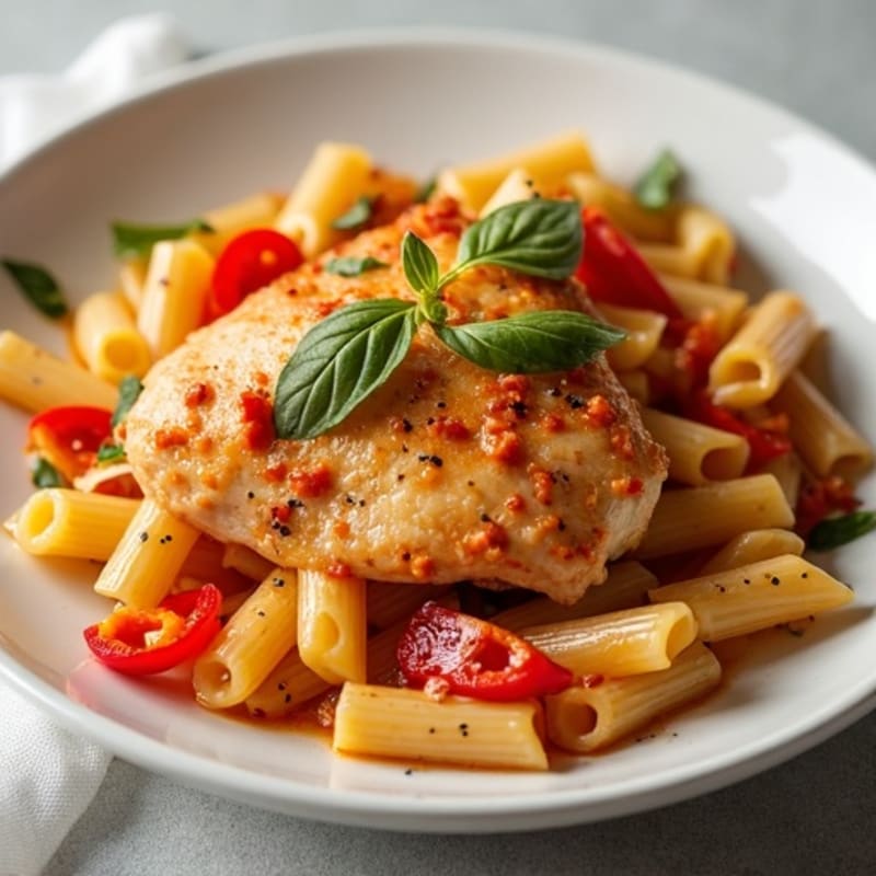 Spicy Paprika Chicken with Creamy Whole Wheat Pasta