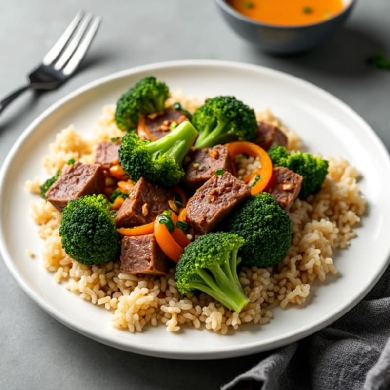 Savory Lean Beef and Crispy Broccoli Stir-Fry with Brown Rice