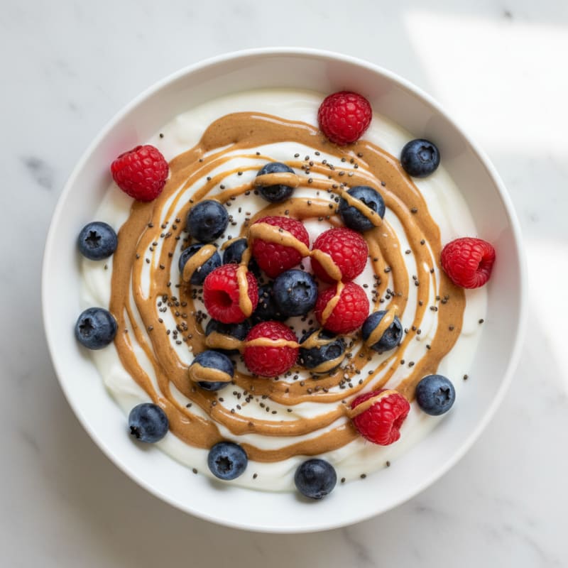 Creamy Greek Yogurt Bowl with Mixed Berries and Almond Butter