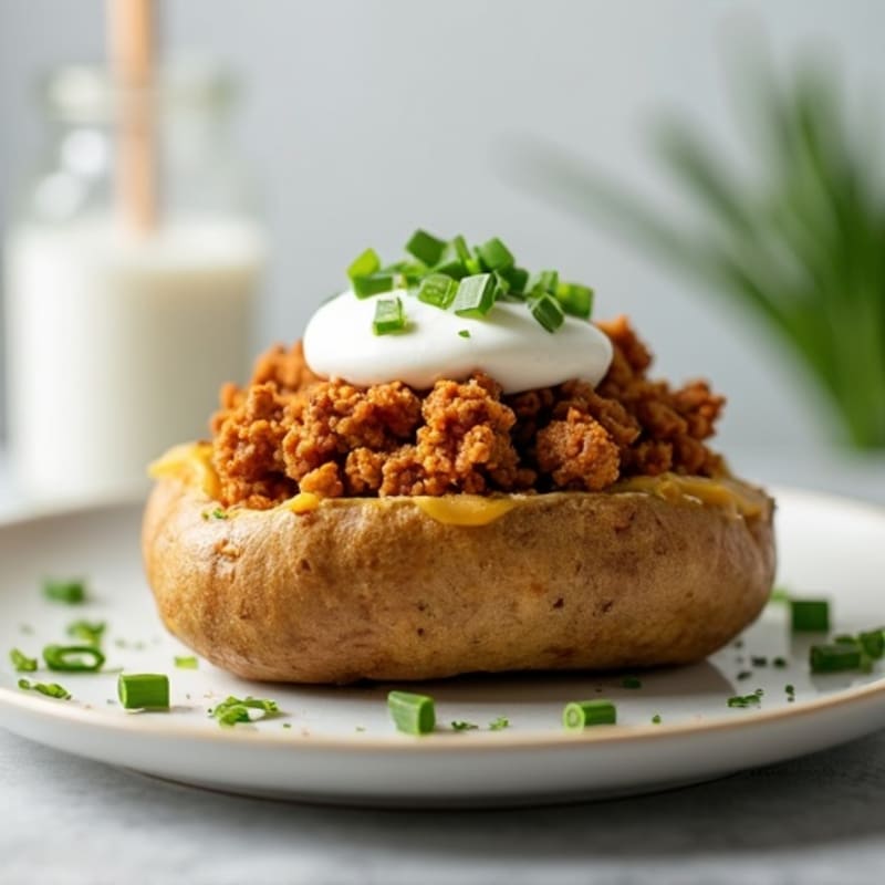 Lean Ground Turkey Loaded Baked Potato with Fresh Chives