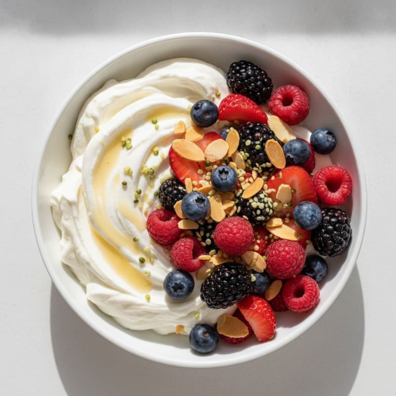 Creamy Greek Yogurt Protein Mousse with Mixed Berries