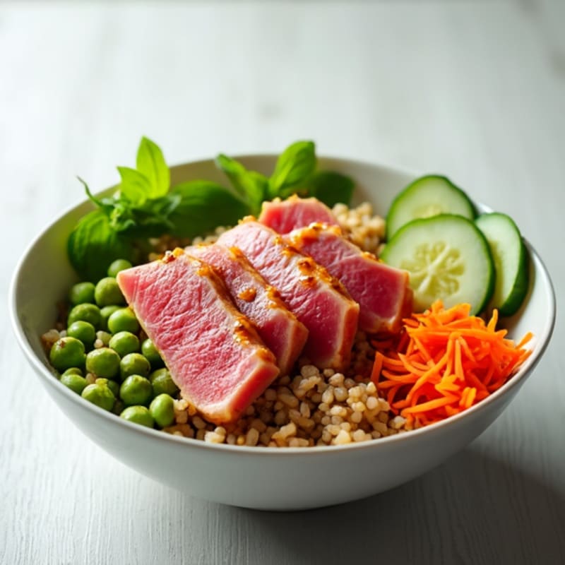 Fresh Ahi Tuna Rice Bowl with Sesame-Ginger Sauce