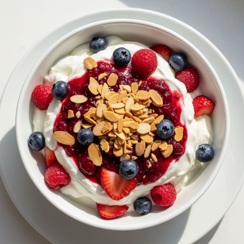 Creamy Greek Yogurt Protein Parfait with Berries and Almonds
