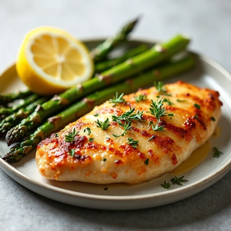 Crispy Lemon-Herb Roasted Chicken with Roasted Asparagus