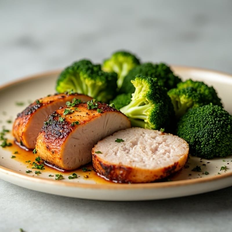 Garlic Herb Roasted Pork Tenderloin with Crispy Roasted Broccoli