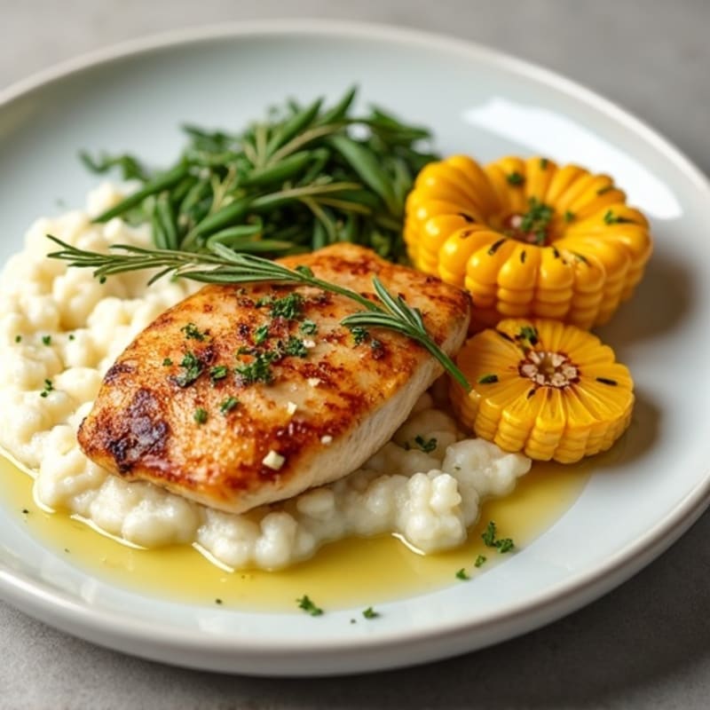Herb-Roasted Chicken Breast with Cauliflower Mash
